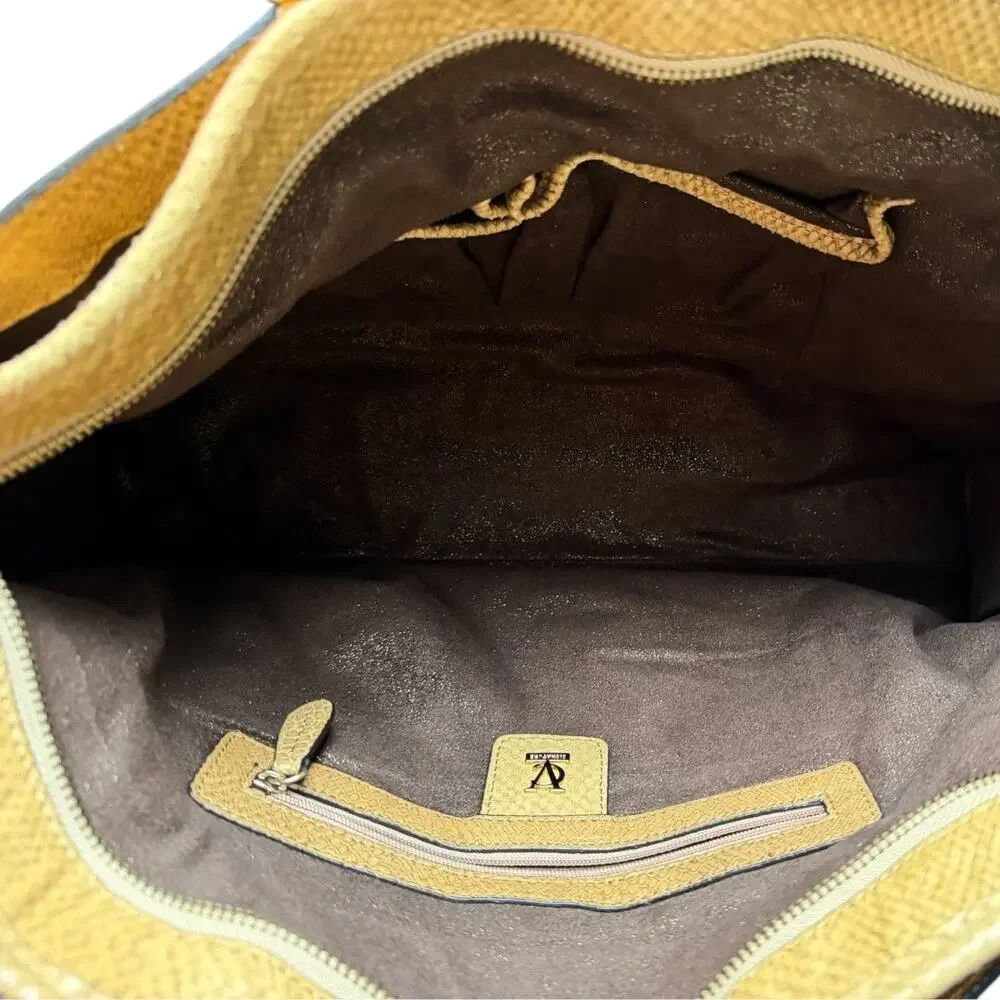 VC Signature Anna Satchel Handbag Mica Camel Embossed Leather Top Handle NEW